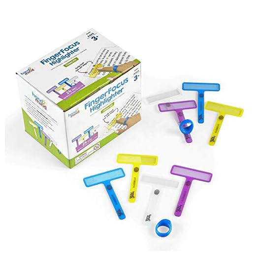 hand2mind Finger Focus Highlighter, Dyslexia Tools for Kids, Guided Reading Strips, ADHD Tools, Colored Overlays for Reading, Reading Tools for Kids, Calm Strips, Homeschool Supplies (24 Pack)