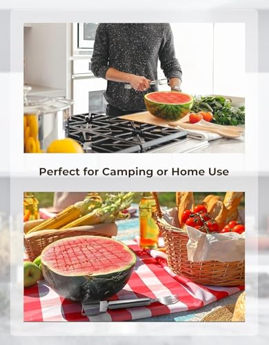 Image of 2 Pcs Pujara Watermelon Cutter Slicer Fruit Tool,2024 Watermelon Cutter,2-in-1 Stainless Steel Fruit Knife Watermelon Fork Slicer for Outdoor Parties and Family Dinners