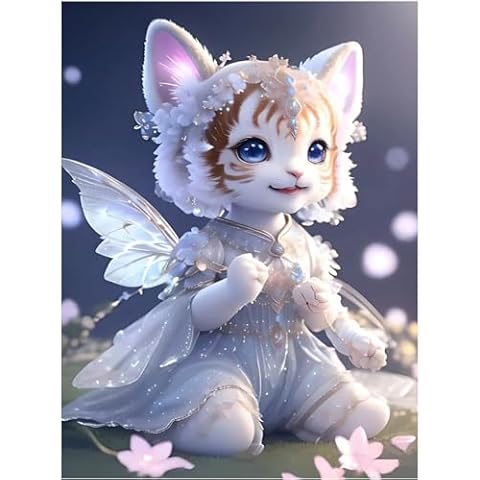 Maripabon 5D Diamond Art Painting Kits for Adults Cute Animals Glitter Tiger Princess Full Drill DIY Diamond Art Kits Animals Aesthetic Picture Art for Home Wall Decor, 11.8x15.7 inch Cover
