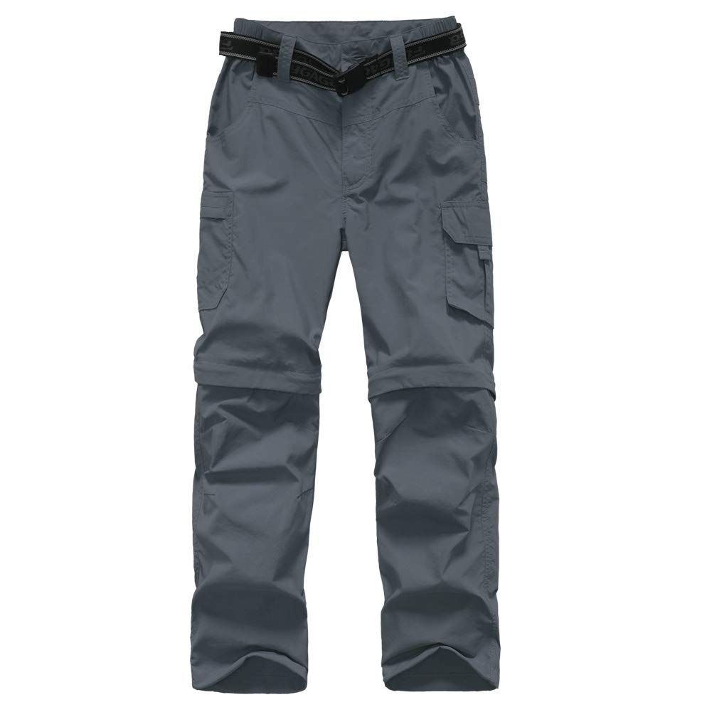 FLYGAGA Boys Hiking Trousers Zip Off Convertible Scout Trousers Outdoor Quick Dry Lightweight Children Kid Walking Trekking Climbing Pants