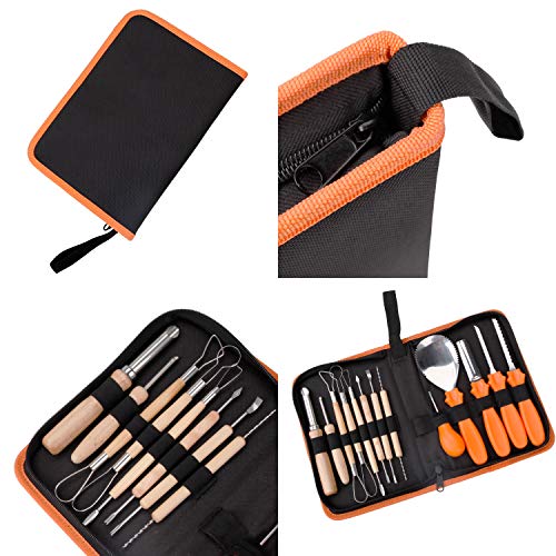 Halloween Pumpkin Carving Tools, 13 Pieces Professional pumpkin cutting supplies tools Kit stainless steel lengthening and thickening with Carrying Case, Easily Sculpting Halloween Jack-O-Lanterns - Thumbnail 7