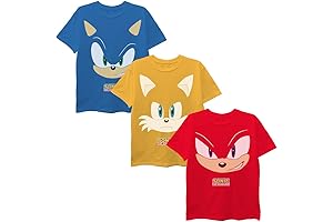 Boys 3-Pack T-Shirt Bundle Featuring Sonic, Tails, and Knuckles