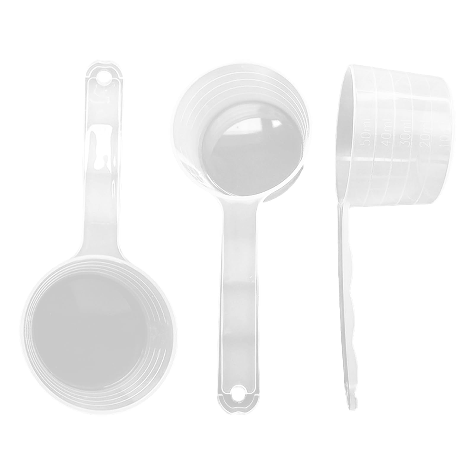 Lot De 3 Cuillères Doseuses Transparentes - 5g, 40ml Et 50ml - En Plastique Alimentaire - Pour Cuisine, Pâtisserie, Cosmétique Maison