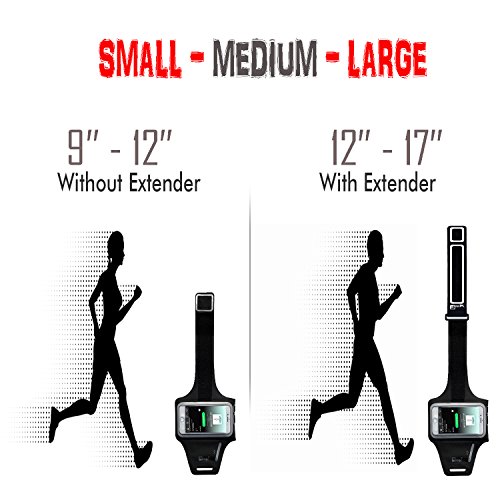 iPhone XR Waterproof Running Armband with Extra Pockets for Keys, Cash and Credit Cards. Phone Arm Holder for Sports, Gym Workouts and Exercise (Small - Large Arms)