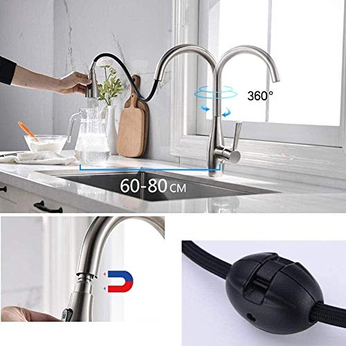 Grifo para fregadero de cocina sin contacto con caño giratorio comercial 2