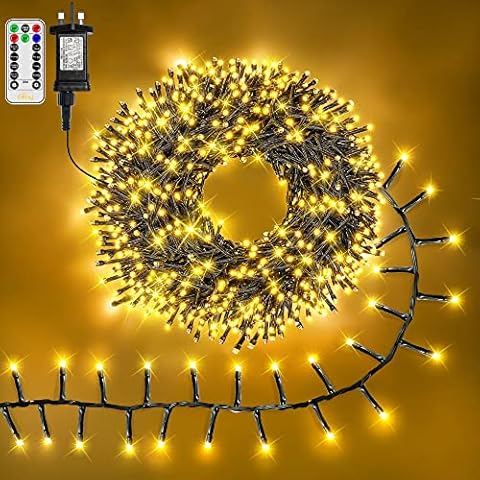 Ollny Cluster Christmas Lights Outdoor - 6m 400 LED Christmas Tree Lights Waterproof Fairy Lights Plug-in 8 Modes/3 Timers/Remote - Xmas Lights for Indoor/Outside/Window/Bedroom/Garden Decorations Cover