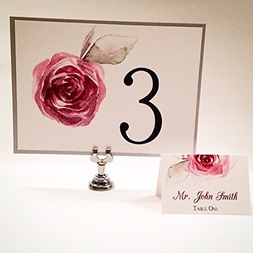 Wedding Roses Tented Table Numbers Handmade Products