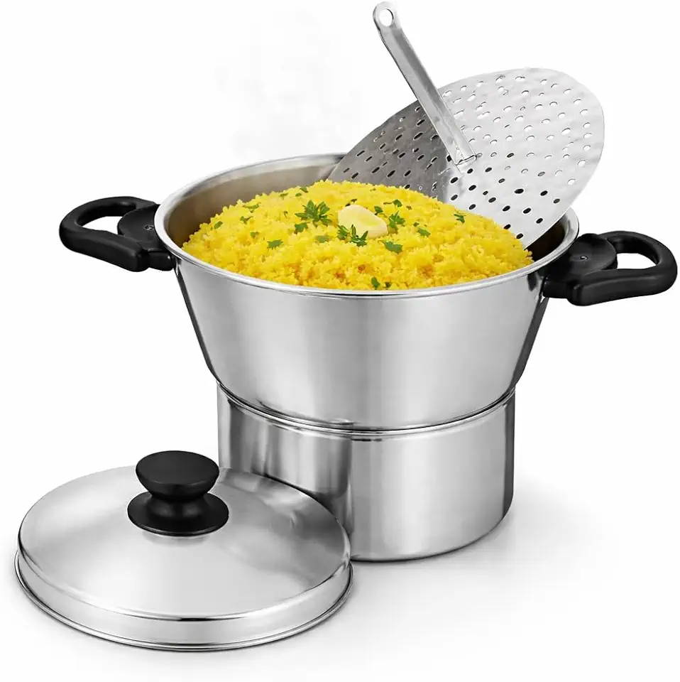 Cuscuzeiro Nº14 em Alumínio Polido com Tampa e Suporte Interno, Aquecimento Rápido e Uniforme, Ideal para Preparar Cuscuz Fresco, Resistente, Fácil de Usar, Compatível com Fogão a Gás e Elétrico