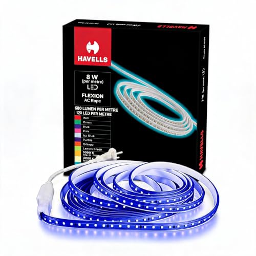 Image of Havells Flexion AC Rope 120 LED Rope Light Blue IP65 50M