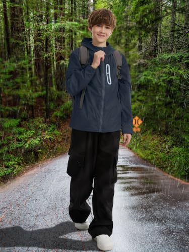 Image of UIQUR Boys Girls Rain Jacket Kids Waterproof Raincoats 5-14 Years