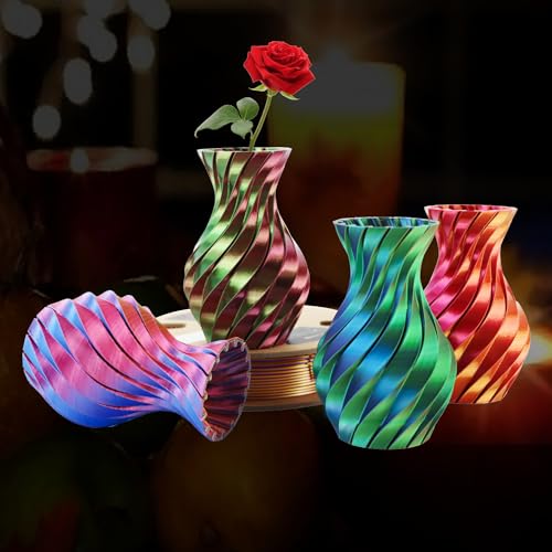 Image of LOVOON 3D PLA Filament 1.75mm Bundle, Tricolor 3D Printer Filament Bundle, Rainbow Silk PLA Filament Bundle, PLA Filament for 3D Printer 3D Pen, Dimensional Accuracy + /-0.02mm, 200g x 4 Spools
