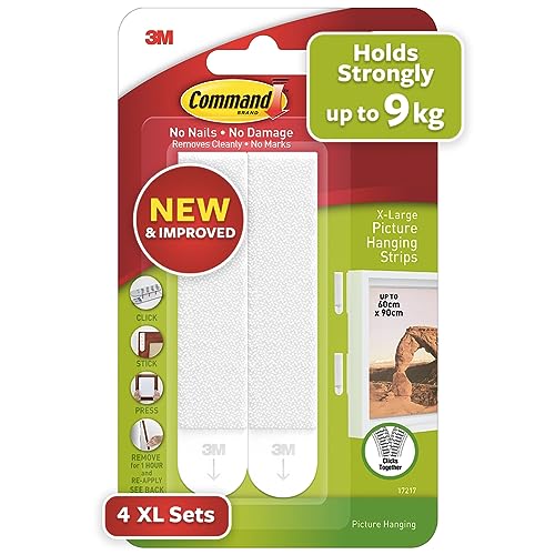 Command Picture Hanging Strips [Removable]: X-Large [4 Strip Sets] (White) / Large Size / 4 Strip Sets