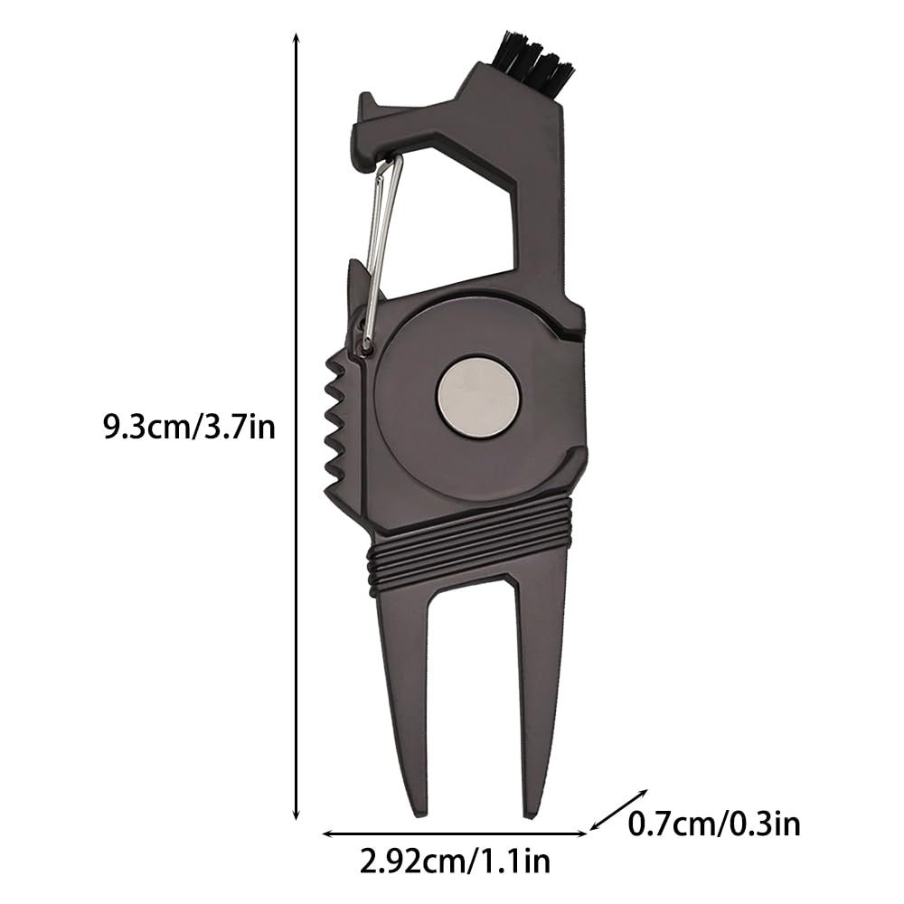 MiOYOOW - Juego de 2 herramientas de reparación de golf (divot golf, tenedor de golf con marcador de pelota de golf magnético/abridor de botellas/función de cepillo de club, accesorios de golf para