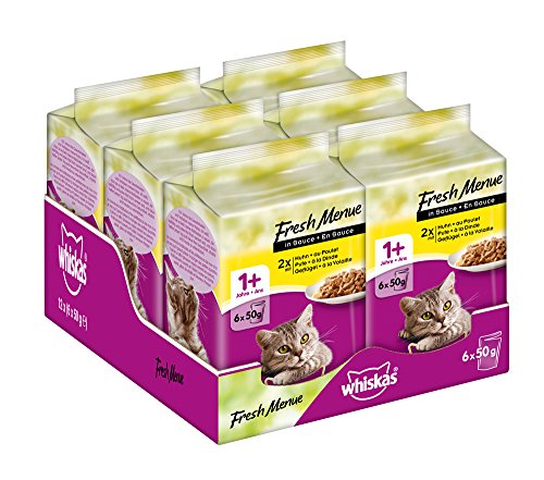 Whiskas Fresh Menue 1 + Katzenfutter  Hochwertiges Nassfutter für gesundes Fell  Feuchtfutter in verschiedenen Geschmacksrichtungen