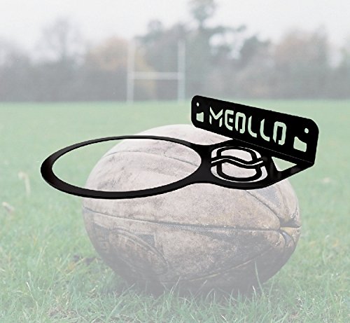 MEOLLO Support Mural Rangement pour Ballon Rugby (100% Acier) (Noir, One Size)