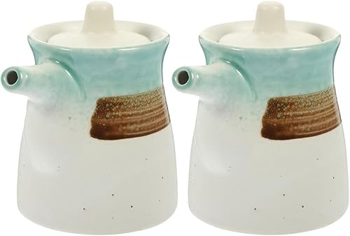 Dispensador de salsa de cerámica, botellas de vinagre de salsa de soja con estilo para cocina, soporte ligero para condimentos de aceite y