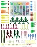 RoseFlower Angelköder Set – 146 PCS Gummifischen Set, Angelkasten-Set mit Weichplastikwürmern, Premium Angelköder und Angelzubehör für Raubfischangeln