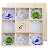 Dolce duo 小鉢 小皿 豆皿 ガラス製 8枚セット 醤油皿 ガラス小鉢 手造り (木箱入り) ギフト プレゼント DAM-345