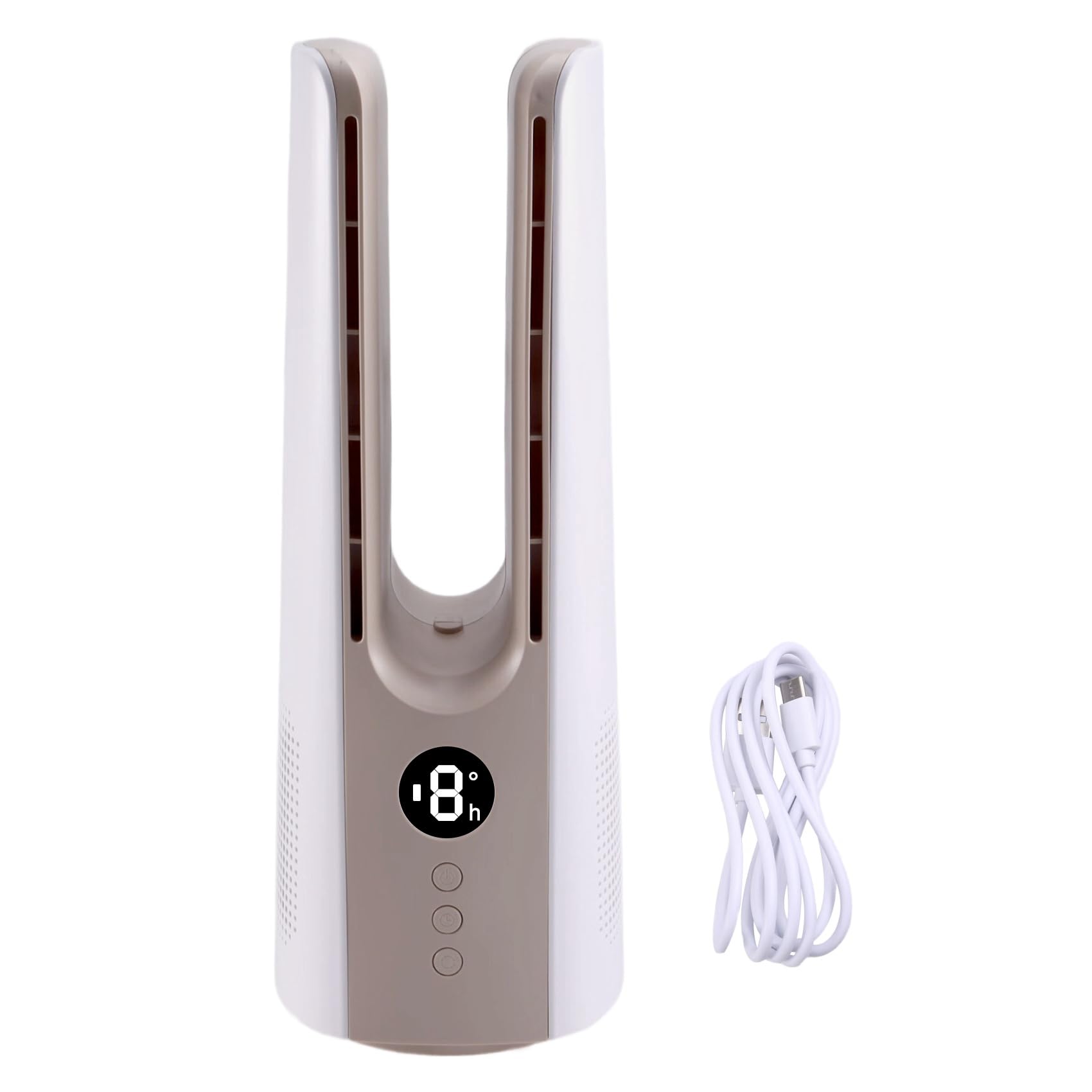 Ventilateur sans lame portable au design épuré, fraîcheur silencieuse premium