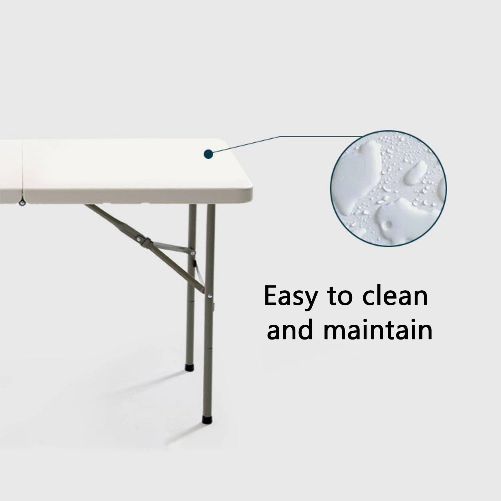 Mesa Camilla Rectangular Fácil de Transportar Garden Catering Side Table Folding Plastic Buffet Table Balcones Acampadas(152cm/59.84in)