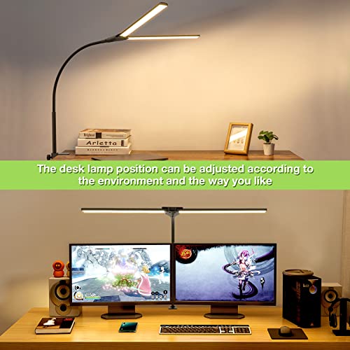 Kintion Led Desk Lamp For Home Office, Computer Monitor Flexible Gooseneck Smart Light, 1400 Lumens Dual Headed Architect Desk Lamp With Clamp, 25 Light Modes, 25“ Super Bright Extra Wide Table Light #TOP1