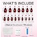MRSCOL Press on Nails-Dark Red,32 Pcs Press on Nails Almond,Press On Nails Short Reusable 16 Sizes - 32 Nail Kit with Glue