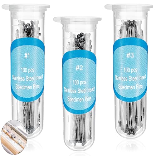 Image of WILLBOND 300 Pieces Stainless Steel Insect Pins Kit Specimen,3 Sizes | Entomology Pins for Butterfly Collections Insect Display Variety Pack for School Specimen Preparation Pin Collector