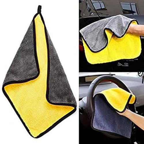 Image of Microfiber Cleaning Cloths for Car (4 Towel), 40x30 cm Dual-Sided 450 GSM High Absorbency Towels for Detailing, Drying, Dusting and Home Kitchen Use, Multicolour