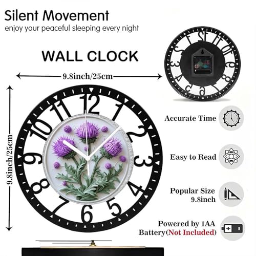 Reloj de Pared Analógico 25 cm Silencioso Madera y Metal miniatura 2