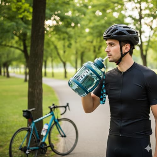Image of Ryaco Water Bottle with Time Marker, Large Capacity Leakproof BPA Free JugWater Bottle with Time Marker | Large Capacity Leakproof Gym Bottle | BPA Free Motivational (Chathams Blue, 2.2-Liter)