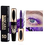 Purple Colored Waterproof Mascara - Long Lasting, Thick, 5D Silk Fiber, SmudgeProof, Volumizing, Lengthening, Curling, Washable, Party & Stage Use