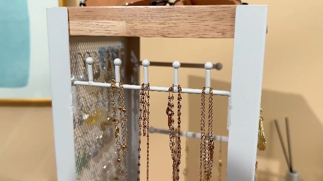 Keomaisyto Rotating 360° Earring Holder Stand With Ring Tray & Hooks - Jewelry Display Organizer - View #2