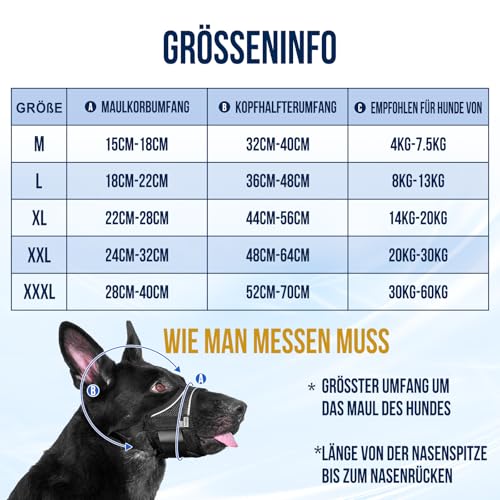 OneTigris Maulkorb, Nylon-Maulkorb Für Hunde Verstellbares Gurtband Geeignet für Maulkörbe von mittleren und großen Hunden Verhinderung von Bellen, Beißen und Kauen (XXL)
