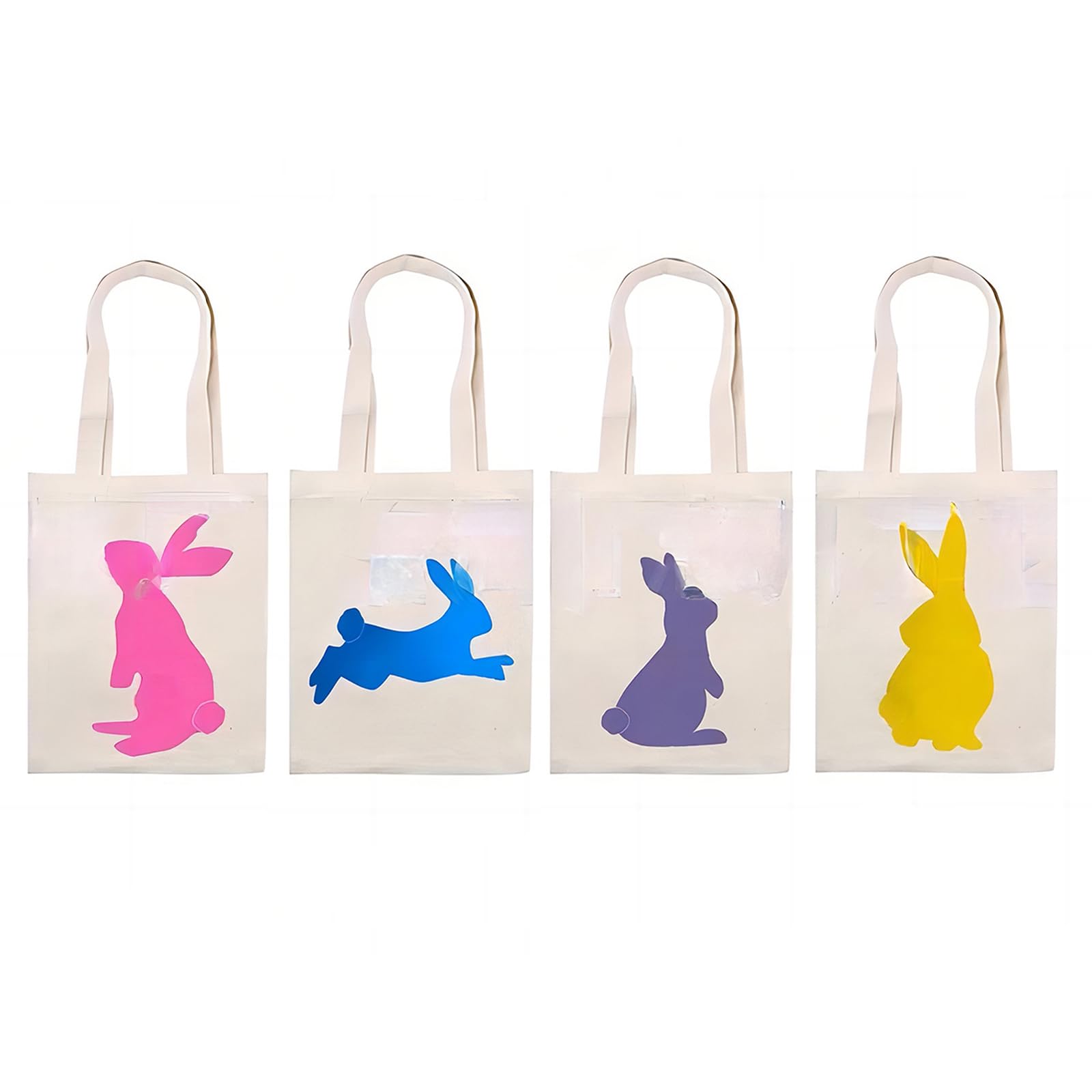 ywkiyrs Easter Canvas Gift Bag Easter Tote Bags Reusable Bunny Easter Egg Hunt Party Treat Bags Bunny Gift Canvas Bag Candy Bag Tote Bag Reusable Grocery Shopping Bag for Easter Party Favors (4pcs)