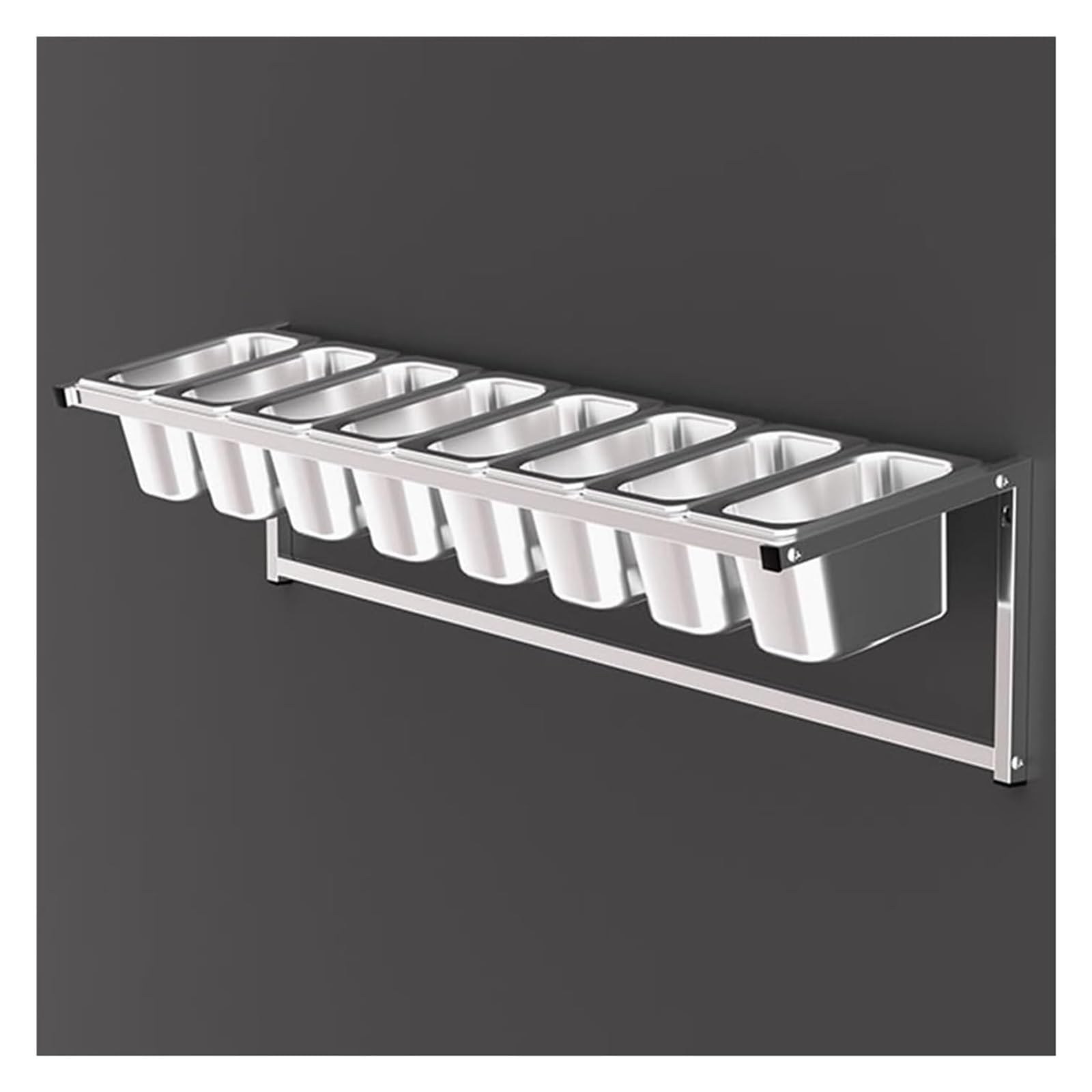 HADECOLL Pizza Topping Station Spice Tins Condiment Rack Wall-Mounted Kitchen Organizer Shelf For Seasoning Storage, 46X21X21Cm,Silver-90.7x21x21cm