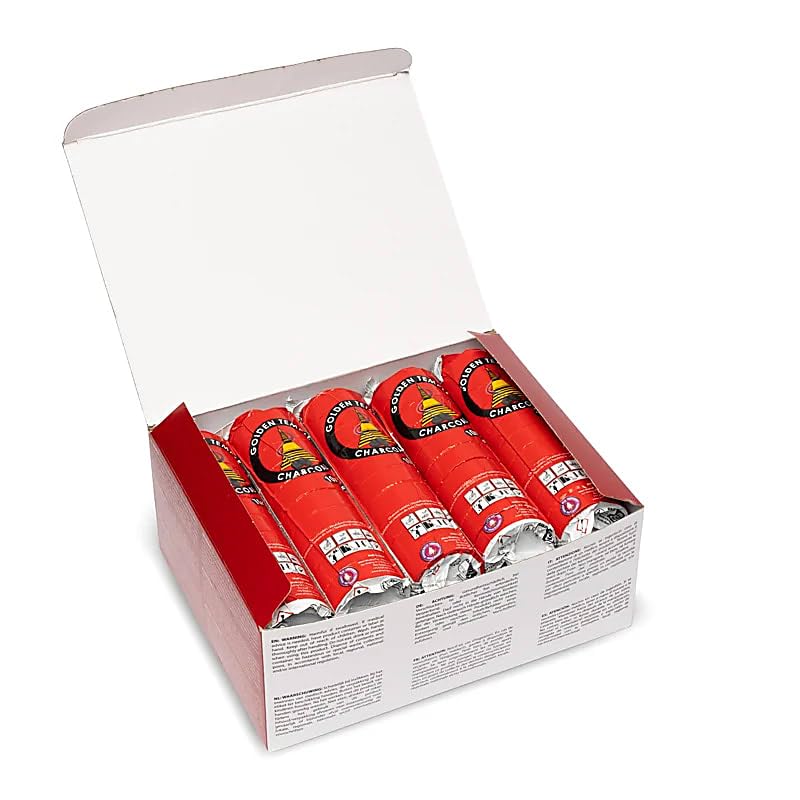Carbón ahumado de 33 mm, 100 pastillas, pastillas de carbón de encendido rápido, tiempo de combustión por pastilla aprox. 20 – 30 minutos, bajo humo e inodoro, para incienso, resinas y hierbas