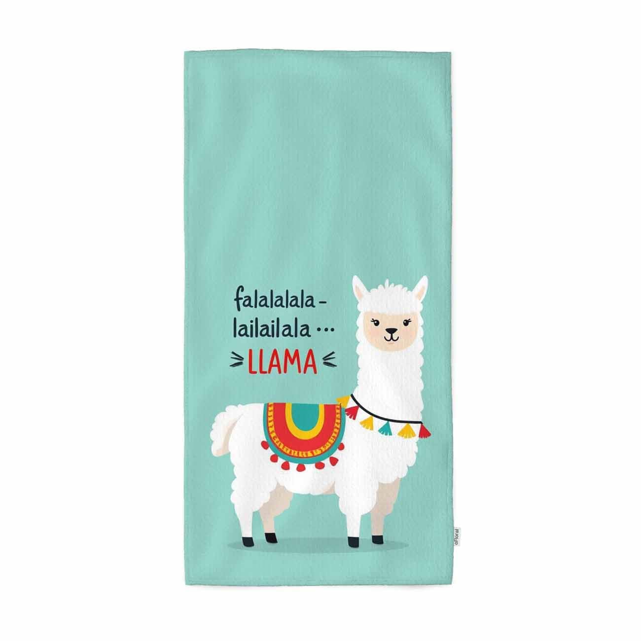 oFloral Llama Hand Towels Cotton Washcloths,FA La La Letter Design Turquoise Comfortable Super-Absorbent Soft Towels for Bathroom Beach Kitchen Spa