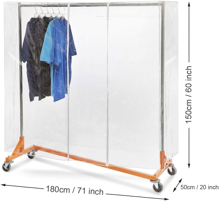 Ruibo Clear Garment Rack Cover Dustproof Clothes Rack Cover with 2 Durable Zipper/Clothing Waterproof Protector (L:71x20x60 inch) : Home & Kitchen