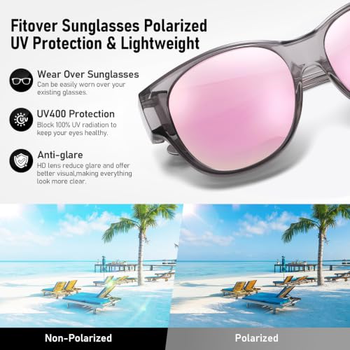 Image of HAOLOTA Fit Over Glasses Sunglasses for Women Polarized