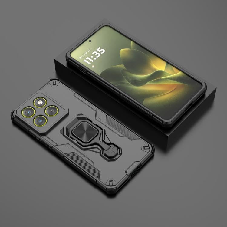 Image of Lustree Shockproof Back Cover with 360?? Metal Ring-Holder ??? Compatible with Motorola Edge 70 5G (Black)