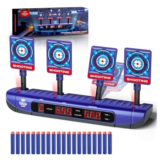 Lehoo Castle Bersaglio Nerf Pistola, Ripristino Automatico Digitale Punteggio Target con Effetto Luce Suono, 20 Proiettili in Schiuma, Giocattoli per Bambini Giochi Regali di Compleanno (Blue)