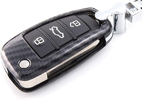 Miniatura 5 de iJDMTOY Exact Fit - Carcasa para llavero con acabado de fibra de carbono, color negro, brillante, compatible con Audi A3 S3 A4 S4 A6 Q5 Q7 TT R8