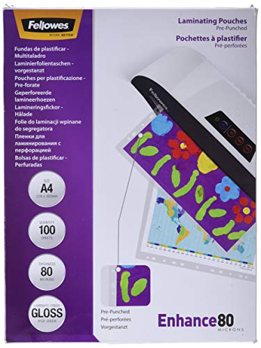 Pochettes de plastification Fellowes A4 80 microns pour protéger 100 documents
