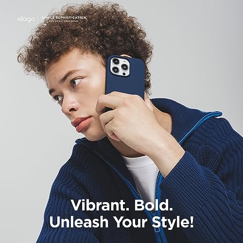 Image of elago Compatible with iPhone 15 Pro Case, Liquid Silicone Case, Full Body Protective Cover, Shockproof, Slim Phone Case, Anti-Scratch Soft Microfiber Lining, 6.1 inch (Jean Indigo)