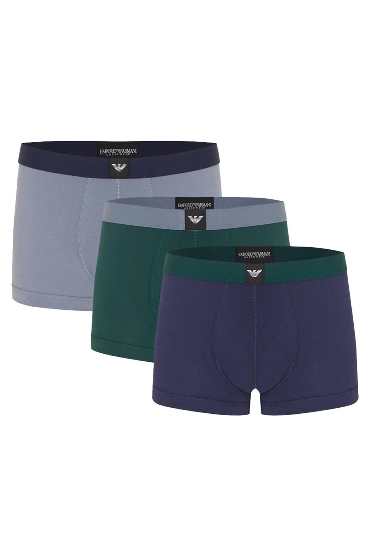 Emporio Armani Man's Essential LOGOLABEL 3-Pack Trunk Green S