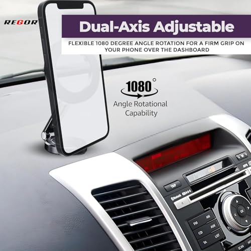 Image of Regor Magnetic for Car Dashboard | Hands-Free Phone Holder | 360 Adjustable Car Mount |Holder for All Smartphones iPhone Android - Black