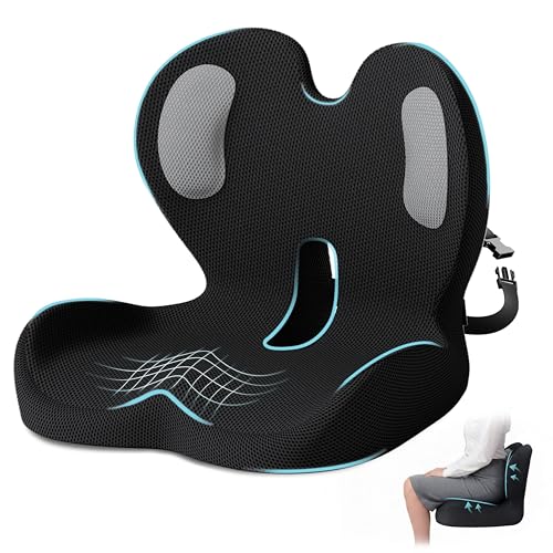 XZdream Ergonomic Seat Cushion Office Chair Cushion with Lumbar Support Pillow Memory Foam Seat Cushions for Office Car Home Chairs Tailbone Back Pain & Sciatica Relief Improves Posture