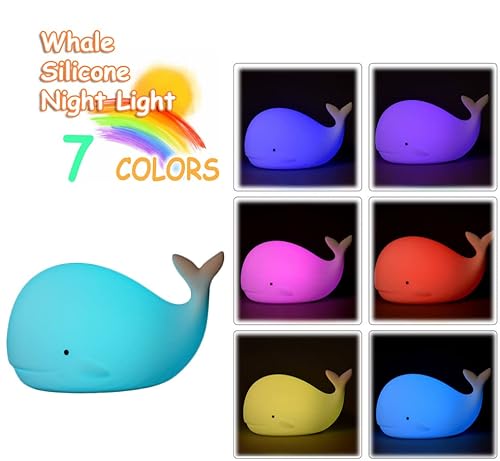 Tripro Whale Silicone Nursery Night Light Beach Room Decor Desk Lamp Toys,Bedroom Decorations Gifts For Toddlers,Girls,Baby,Kids,Teens #TOP1