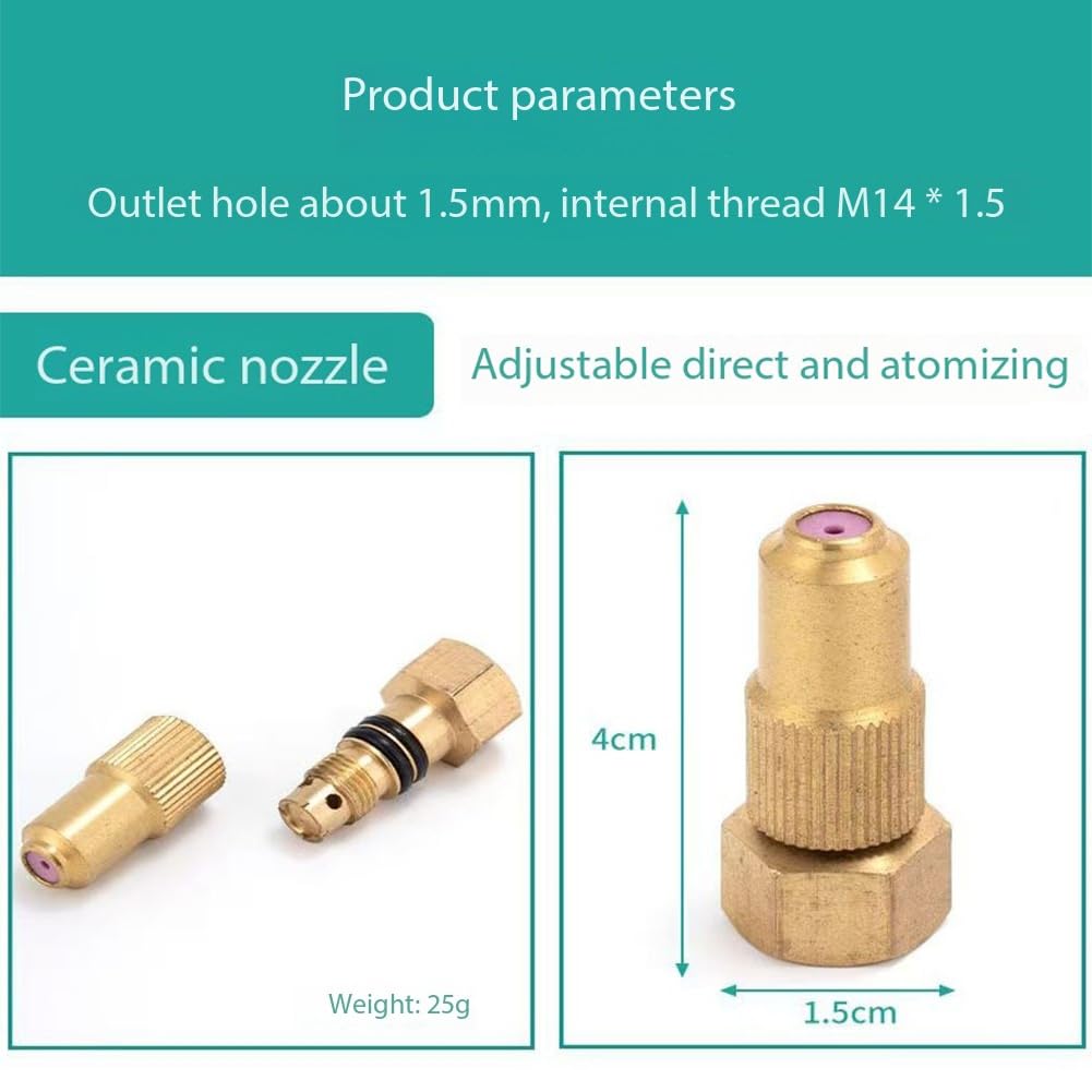 Dysze do myjek ciśnieniowych, Końcówki dysz natryskowych Mosiężna dysza regulowana 1,5 mm M14x1, z podkładką O-ring 2-10 szt(Brass Ceramic Spray Disc,5pc)