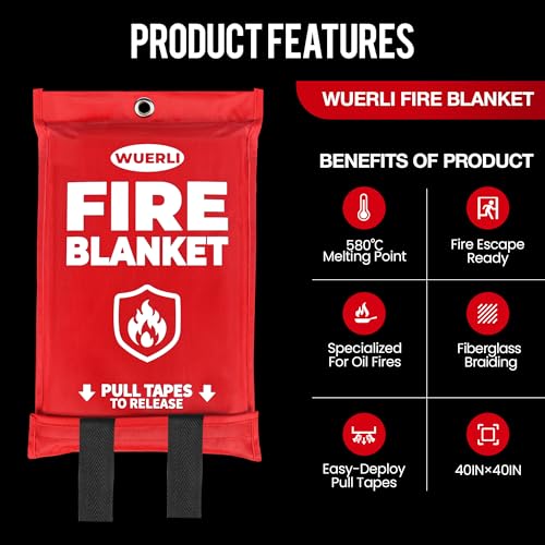 Image of Emergency Fire Blanket, Fire Blanket for Home and Kitchen,40 inch x 40 inch,2 Pack